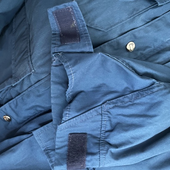 Vintage USA Woolrich Woman Blue Hooded Utility Jacket Medium Made in USA 90s - Picture 7 of 9